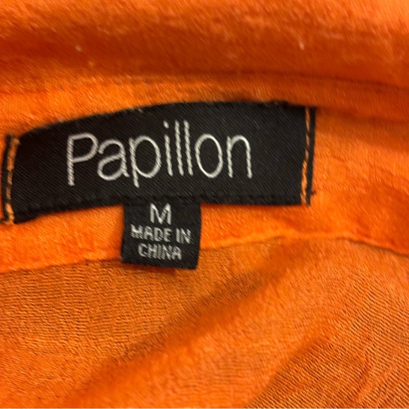 Papillon women’s orange button up roll tab sleeved tunic in size medium - Picture 11 of 12